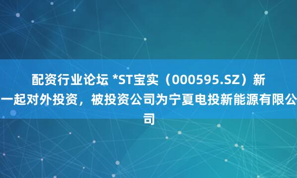 配资行业论坛 *ST宝实（000595.SZ）新增一起对外投资，被投资公司为宁夏电投新能源有限公司